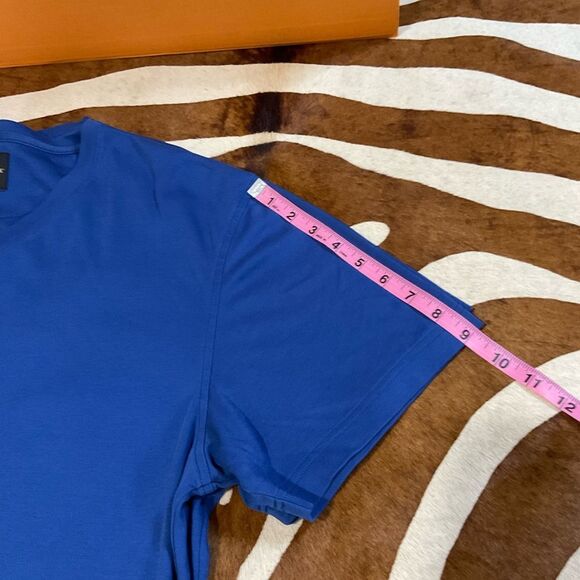 Astor & Black Luxury V-Neck Tee Shirt - Blue Jersey Knit Relaxed Fit Large - Picture 8 of 10